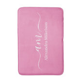 シンプルモノグラムモダンピンクミニマリスト バスマット (正面縦)