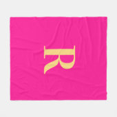 シンプルモノグラムモダンホットピンク フリースブランケット (正面(横))