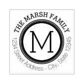 シンプルモノグラムリングや輪名と差出人住所 ラバースタンプ (インプリント)