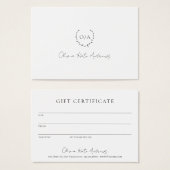 シンプルモノグラムリースエレガントギフト証明書 (正面&裏面)