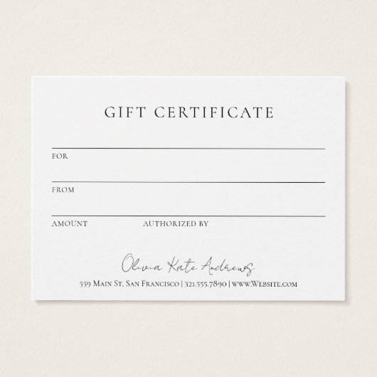 シンプルモノグラムリースエレガントギフト証明書 (裏面)