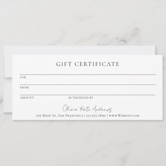 シンプルモノグラムリースエレガントギフト証明書 (裏面)