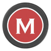 シンプルモノグラムレッドブラック アイスホッケーパック (正面)