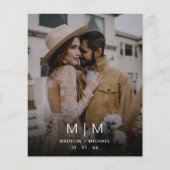 シンプルモノグラム予算結婚式の日付写真を保存 チラシ (正面)