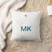 シンプルモノグラム付加文字旅行飛行機写真 クッション (ブランケット)