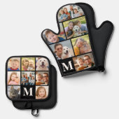 シンプルモノグラム写真コラージュミット6ポトホルダー8 鍋つかみ&鍋敷きセット (正面/裏面)