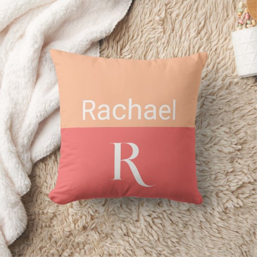 シンプルモノグラム名タイポグラフィ クッション (ブランケット)