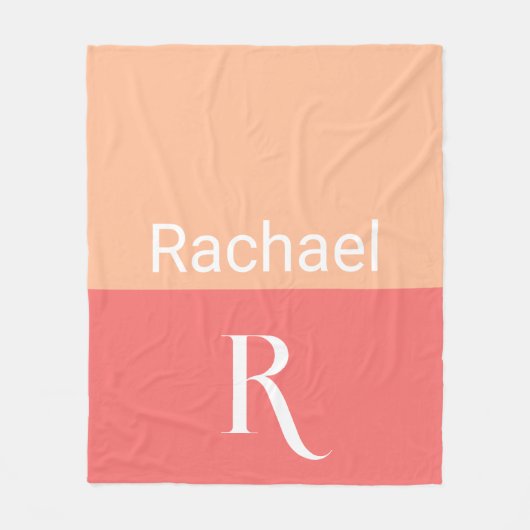 シンプルモノグラム名タイポグラフィ フリースブランケット (正面)