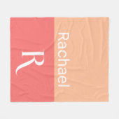 シンプルモノグラム名タイポグラフィ フリースブランケット (正面(横))