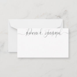 シンプルモノグラム手書きミニマリストグレー ノートカード