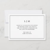 シンプルモノグラム白黒の葬儀悔やみや弔慰 サンキューカード (正面)