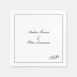 シンプルモノグラム白黒エレガントな結婚式 スタンダードカクテルナプキン