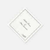 シンプルモノグラム白黒エレガントな結婚式 スタンダードカクテルナプキン (角)