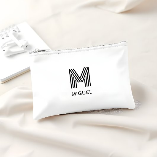 シンプルモノグラム白黒バジェット アクセサリーポーチ
