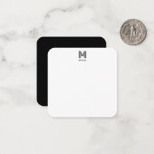 シンプルモノグラム白黒バジェット ノートカード (正面/裏面インサイチュ)