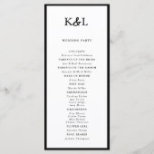 シンプルモノグラム白黒結婚式 プログラム (裏面)