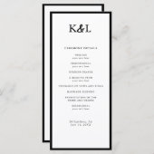 シンプルモノグラム白黒結婚式 プログラム (正面/裏面)