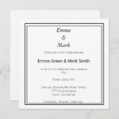 シンプルモノグラム結婚ズホワイトスクエア招待状 招待状 (正面/裏面)