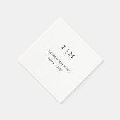 シンプルモノグラム結婚ホワイト スタンダードカクテルナプキン (角)