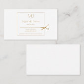 シンプルモノグラム美容師モダン金ゴールド鋏 名刺 (正面/裏面)