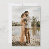 シンプルモノグラム赤面ピンクペオニ結婚ズ 招待状 (裏面)