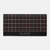 シンプルモノグラム赤黒格子模様モダン デスクマット (正面)