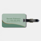 シンプルモノグラム金ゴールド線グリーンクラウドパターン ラゲッジタグ (裏面横)