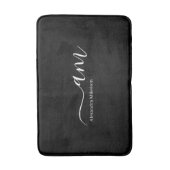 シンプルモノグラム黒白ミニマルスタイリッシュリスト バスマット (正面縦)