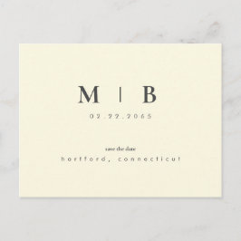 シンプルモノグラム イエロー セーブ・ザ・デート 結婚式 ポストカード