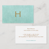 シンプルモノグラム ターコイズブルー スタイリッシュミニマリスト 名刺 (正面/裏面)
