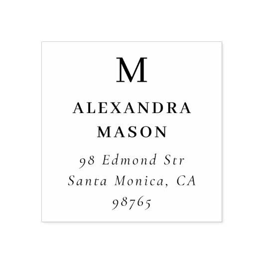 シンプルモノグラム&ネームパーソナライズされた差出人住所 ラバースタンプ (インプリント)