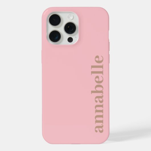 シンプルモノグラム 名前 ピンク&ブラウン iPhoneケース (裏面)