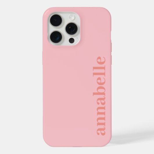 シンプルモノグラム 名前 ピンク ミニマリスト iPhoneケース (裏面)