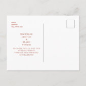 シンプルモノグラムTerracotta写真Save the Date 案内ポストカード (裏面)