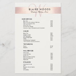 シンプルモノグラモダンムバラ金ゴールド価格表メニュー チラシ