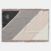 シンプルモノグラモダンム付きカラーストライプブロック文字 スローブランケット (正面)