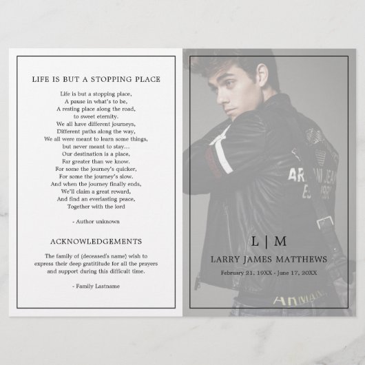 シンプルモノグラモダンム葬儀プログラム (正面)