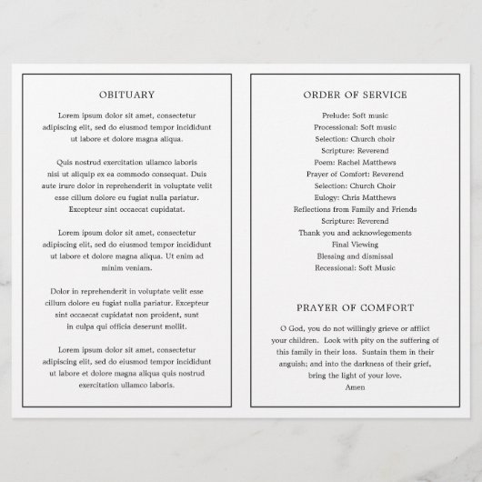 シンプルモノグラモダンム葬儀プログラム (裏面)