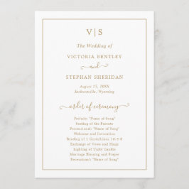 シンプルモノグラ伝統的ムエレガント金ゴールド結婚ズ プログラム