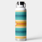 シンプルモノグラ数々のム色レトロストライプ ウォーターボトル (背面)