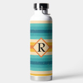 シンプルモノグラ数々のム色レトロストライプ ウォーターボトル (左面)