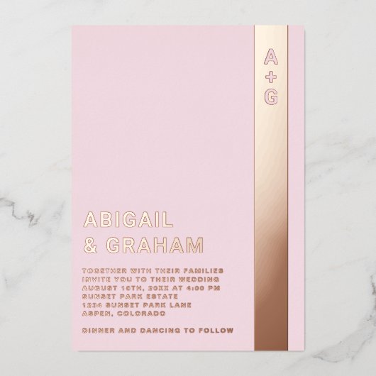 シンプルモノグラ結婚ム箔招待状 箔招待状 (正面)