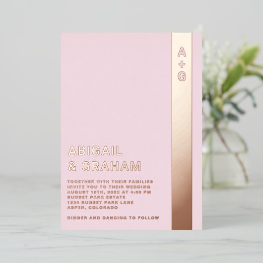 シンプルモノグラ結婚ム箔招待状 箔招待状 (立ち正面)