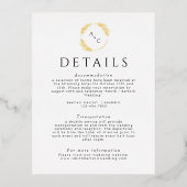 シンプルモノグラ葉ム結婚・エンクロージャ・金ゴールド 箔招待状ポストカード (正面)