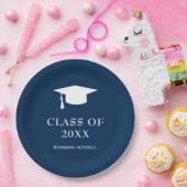 シンプルモルタルボードネイビーブルーモダン卒業 ペーパープレート (パーティー)