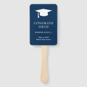 シンプルモルタルボードネイビーブルー写真卒業 ハンドファン (正面)