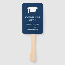 シンプルモルタルボードネイビーブルー写真卒業 ハンドファン