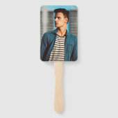 シンプルモルタルボードネイビーブルー写真卒業 ハンドファン (裏面)