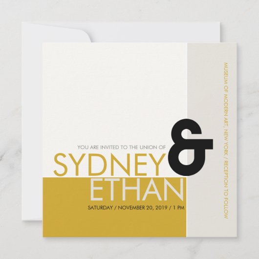 シンプルモンドリアンミニマルモダンナリスト 招待状 (正面)