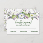 シンプルモーニンググローリーウォーターカラーハンドスティング 出欠カード (正面/裏面)